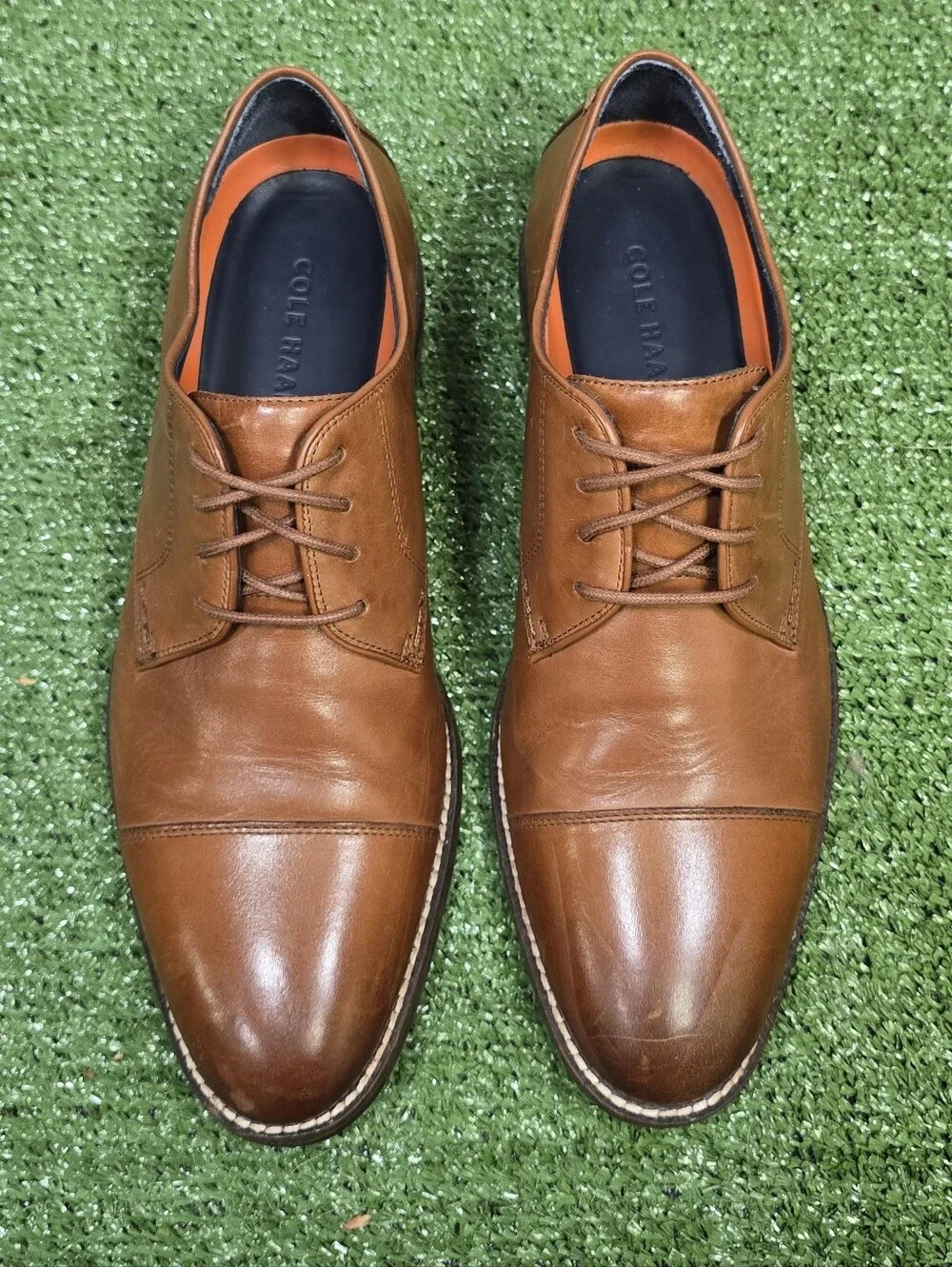 Cole Haan Lenox Hill Cap Toe Oxford Polished Leather British Brown Size 8.5